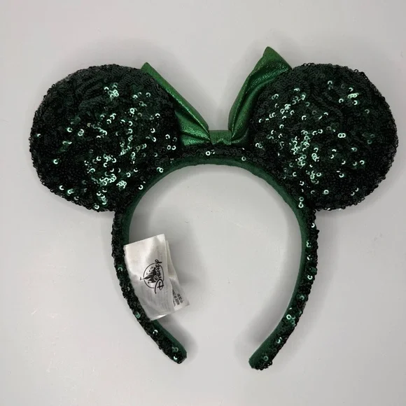 2022 Ears Edition Minnie Mouse Emerald Green Sequins Disney Parks Ears Headband - Picture 3 of 4